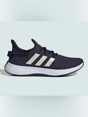 Adidas Cloudfoam Pure SPW Black Athletic Sneakers with White Stripes